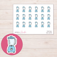 Blender Planner Stickers | DDZ-3493 — 4 × 3 inch sheet and enlarged sticker detail