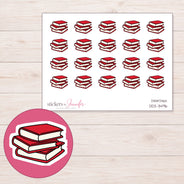 Books Planner Stickers | DDZ-3496 — 4 × 3 inch sheet and enlarged sticker detail