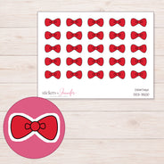 Red Bow Planner Stickers | DDZ-3500 — 4 × 3 inch sheet and enlarged sticker detail
