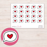 Speech Bubble Planner Stickers | DDZ-3505 — 4 × 3 inch sheet and enlarged sticker detail