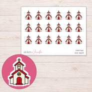 Church Planner Stickers | DDZ-3509 — 4 × 3 inch sheet and enlarged sticker detail