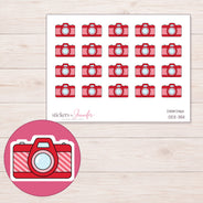 Camera Planner Stickers | DDZ-3511 — 4 × 3 inch sheet and enlarged sticker detail