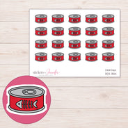 Cat Food Planner Stickers | DDZ-3514 — 4 × 3 inch sheet and enlarged sticker detail