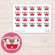 Chihuahua Grooming Planner Stickers | DDZ-3516 — 4 × 3 inch sheet and enlarged sticker detail