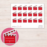 Clapperboard Planner Stickers | DDZ-3520 — 4 × 3 inch sheet and enlarged sticker detail
