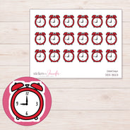 Clock Planner Stickers | DDZ-3523 — 4 × 3 inch sheet and enlarged sticker detail