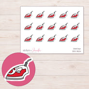 Red Clothes Iron Planner Stickers | DDZ-3524 — 4 × 3 inch sheet and enlarged sticker detail