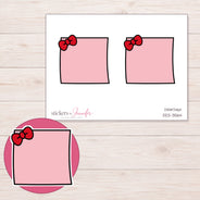 Pink Bow Note Planner Stickers | DDZ-3564 — 4 × 3 inch sheet and enlarged sticker detail