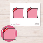 Pink Corner-Tape Note Planner Stickers | DDZ-3570 — 4 × 3 inch sheet and enlarged sticker detail