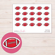 Red Football Planner Stickers | DDZ-3590 — 4 × 3 inch sheet and enlarged sticker detail