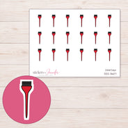 Red Hair Color Brush Planner Stickers | DDZ-3607 — 4 × 3 inch sheet and enlarged sticker detail