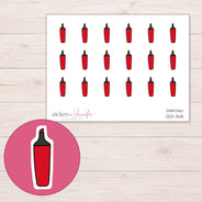 Red Highlighter Planner Stickers | DDZ-3615 — 4 × 3 inch sheet and enlarged sticker detail