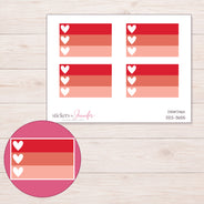 Red Ombre Heart Checklist Planner Stickers | DDZ-3655 — 4 × 3 inch sheet and enlarged sticker detail