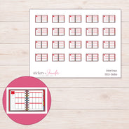 Open Red Weekly Planner Planner Stickers | DDZ-3656 — 4 × 3 inch sheet and enlarged sticker detail