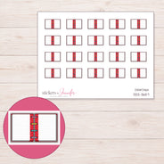 Open Red Mini Notebook Planner Stickers | DDZ-3657 — 4 × 3 inch sheet and enlarged sticker detail