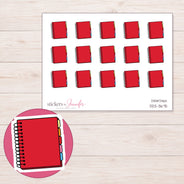 Red Spiral Planner Planner Stickers | DDZ-3675 — 4 × 3 inch sheet and enlarged sticker detail