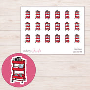 Red Planner Supply Cart Planner Stickers | DDZ-3678 — 4 × 3 inch sheet and enlarged sticker detail
