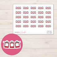 Red Hanging Photo Frames Planner Stickers | DDZ-3681 — 4 × 3 inch sheet and enlarged sticker detail