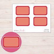 Red Rounded Stitched Half Box Planner Stickers | DDZ-3726 — 4 × 3 inch sheet and enlarged sticker detail