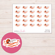 Orange Cap Swimmer Planner Stickers | DDZ-3738 — 4 × 3 inch sheet and enlarged sticker detail