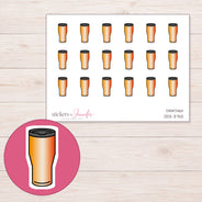 Orange Travel Tumbler Planner Stickers | DDZ-3742 — 4 × 3 inch sheet and enlarged sticker detail