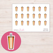 Orange Straw Tumbler Planner Stickers | DDZ-3743 — 4 × 3 inch sheet and enlarged sticker detail