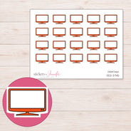 Orange Flat Screen Television Planner Stickers | DDZ-3745 — 4 × 3 inch sheet and enlarged sticker detail