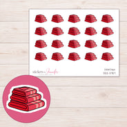 Stack of Red Towels Planner Stickers | DDZ-3757 — 4 × 3 inch sheet and enlarged sticker detail