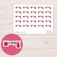 Red Clothesline Planner Stickers | DDZ-3780 — 4 × 3 inch sheet and enlarged sticker detail