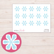 Pale Blue Asterisk Planner Stickers | DDZ-3799 — 4 × 3 inch sheet and enlarged sticker detail