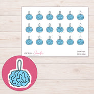 Blue Bath Pouf Planner Stickers | DDZ-3814 — 4 × 3 inch sheet and enlarged sticker detail