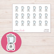 White Kitchen Blender Planner Stickers | DDZ-3822 — 4 × 3 inch sheet and enlarged sticker detail