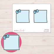 Blue Bow Note Planner Stickers | DDZ-3893 — 4 × 3 inch sheet and enlarged sticker detail