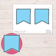 Blue Fishtail Flag Planner Stickers | DDZ-3916 — 4 × 3 inch sheet and enlarged sticker detail