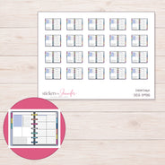 Open Lavender Accent Disc Planner Stickers | DDZ-3935 — 4 × 3 inch sheet and enlarged sticker detail