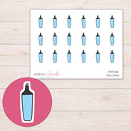 Blue Highlighter Planner Stickers | DDZ-3944 — 4 × 3 inch sheet and enlarged sticker detail