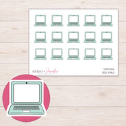 Mint Doodle Laptop Planner Stickers | DDZ-3962 — 4 × 3 inch sheet and enlarged sticker detail