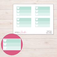 Mint Ombre Heart Checklist Planner Stickers | DDZ-3984 — 4 × 3 inch sheet and enlarged sticker detail