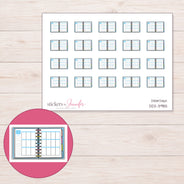 Open Blue Weekly Planner Stickers | DDZ-3985 — 4 × 3 inch sheet and enlarged sticker detail