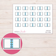 Open Blue Mini Notebook Planner Stickers | DDZ-3986 — 4 × 3 inch sheet and enlarged sticker detail
