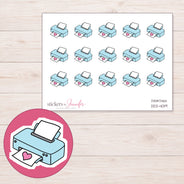 Blue Heart Printer Planner Stickers | DDZ-4019 — 4 × 3 inch sheet and enlarged sticker detail