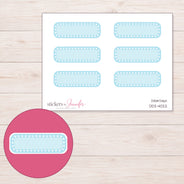 Blue Dotted Quarter Box Planner Stickers | DDZ-4022 — 4 × 3 inch sheet and enlarged sticker detail