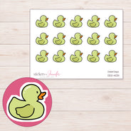 Lime Green Rubber Duck Planner Stickers | DDZ-4031 — 4 × 3 inch sheet and enlarged sticker detail