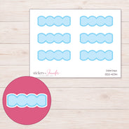 Blue Wavy Quarter Box Planner Stickers | DDZ-4034 — 4 × 3 inch sheet and enlarged sticker detail