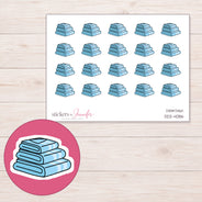 Stack of Blue Towels Planner Stickers | DDZ-4086 — 4 × 3 inch sheet and enlarged sticker detail