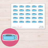 Blue Washi Roll with Loose End Planner Stickers | DDZ-4094 — 4 × 3 inch sheet and enlarged sticker detail