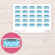 Blue Heart Pattern Washi Roll Planner Stickers | DDZ-4098 — 4 × 3 inch sheet and enlarged sticker detail