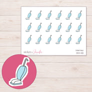 Blue Doodle Upright Vacuum Planner Stickers | DDZ-4112 — 4 × 3 inch sheet and enlarged sticker detail
