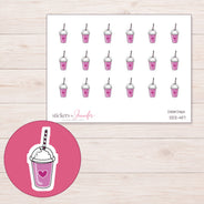 Whipped Smoothie Cup Planner Stickers | DDZ-4117 — 4 × 3 inch sheet and enlarged sticker detail