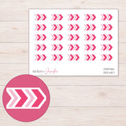Pink Chevron Arrow Planner Stickers | DDZ-4127 — 4 × 3 inch sheet and enlarged sticker detail